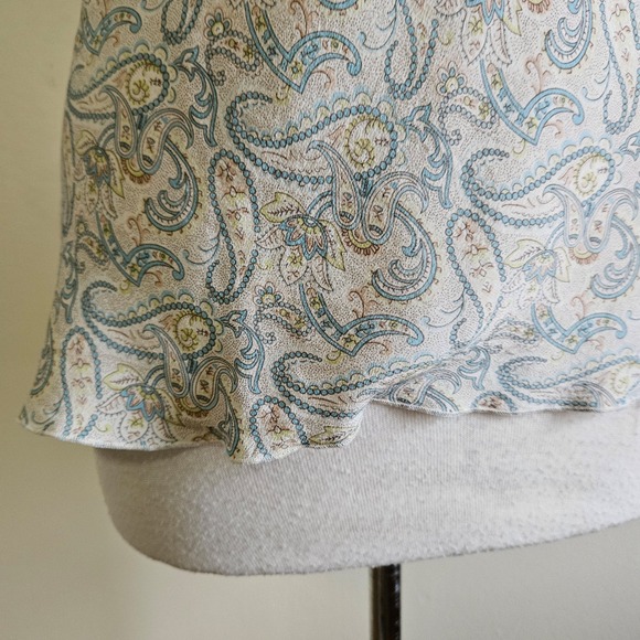 Vtg Y2K Apt 9 Womens Top 100% Silk Paisley Cowl Neck Flutter Sleeve Blouse L - Picture 3 of 6